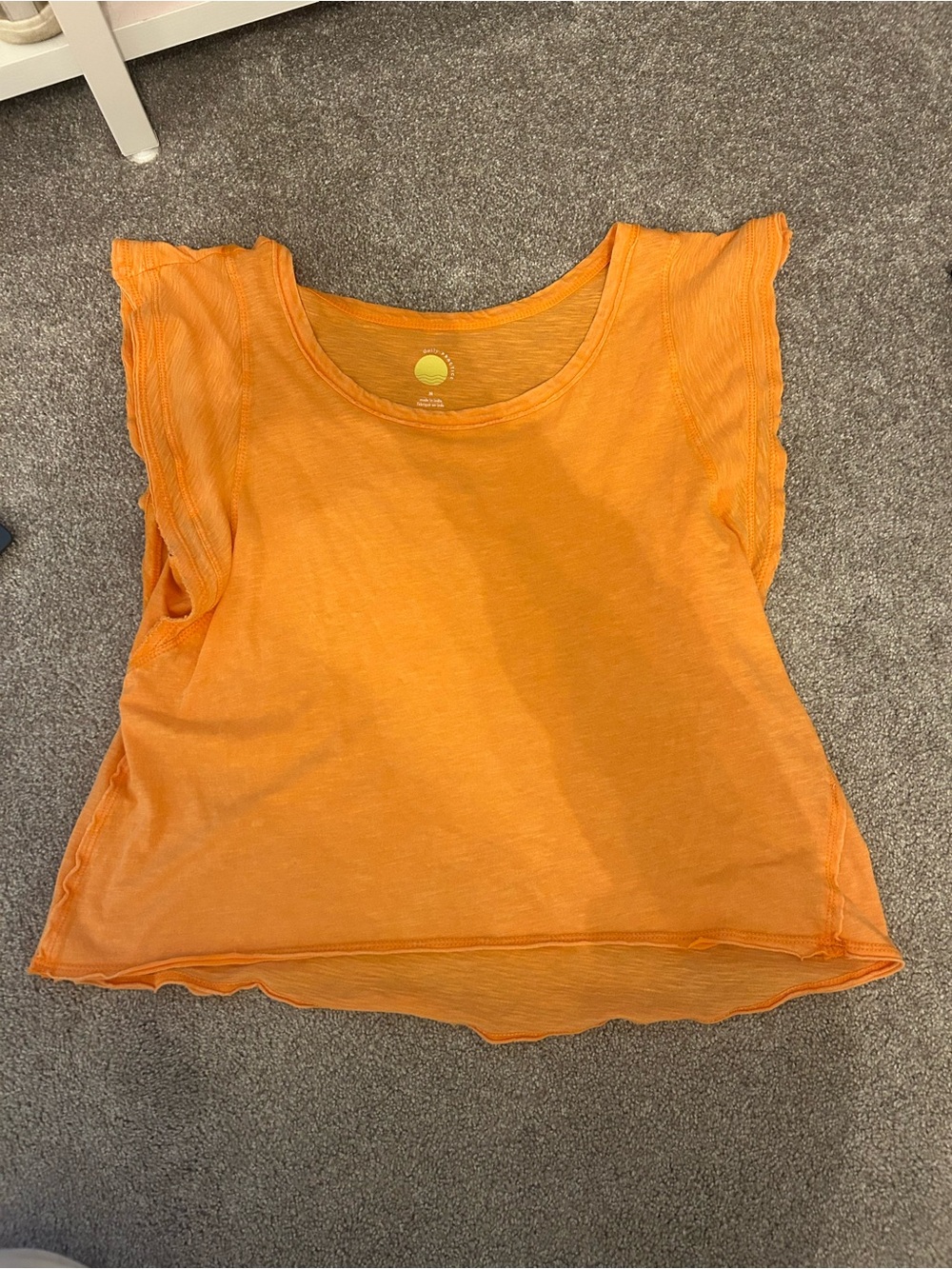 Women’s Orange Short Sleeve Tee with Flutter Sleeves